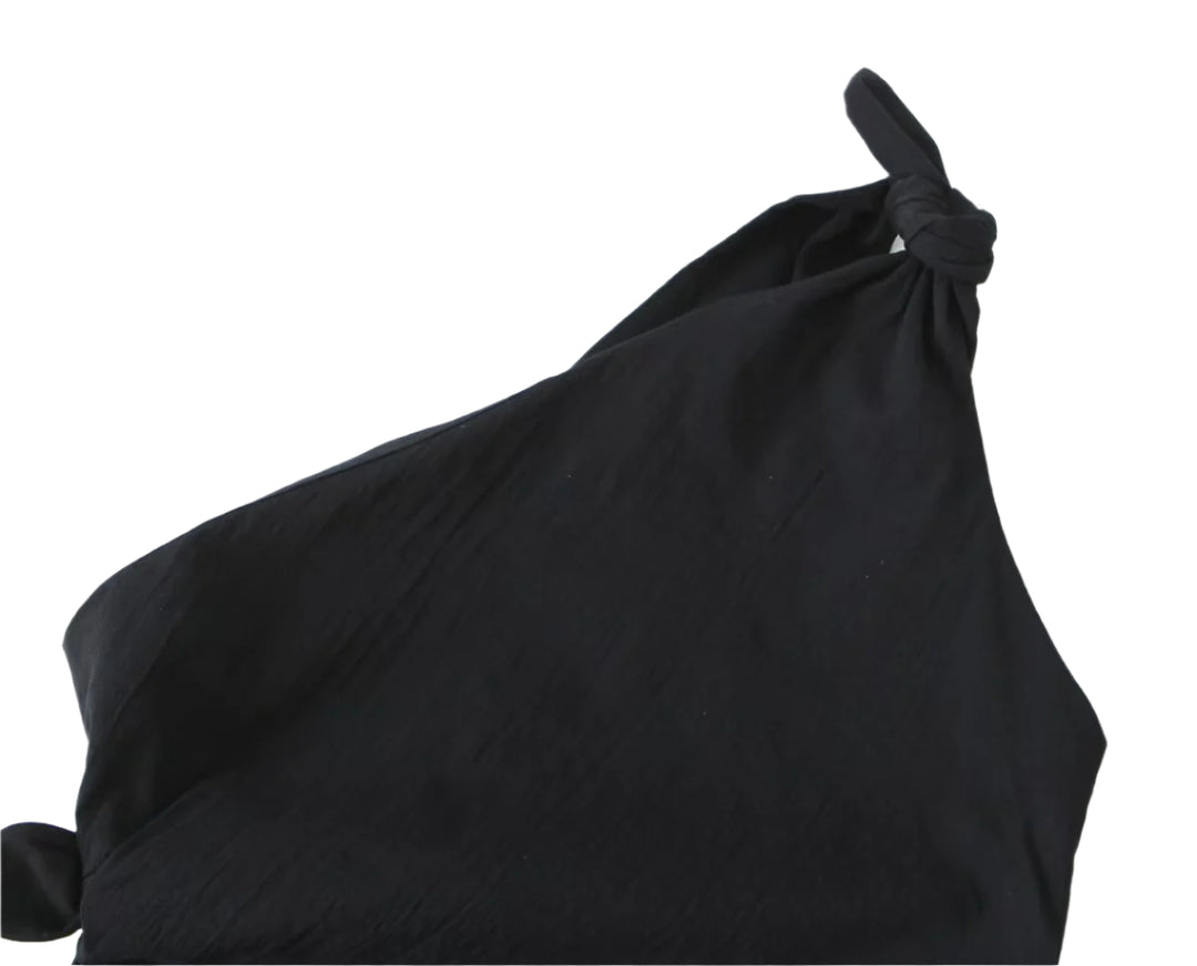 One Shoulder Bow Tie Mini Dress