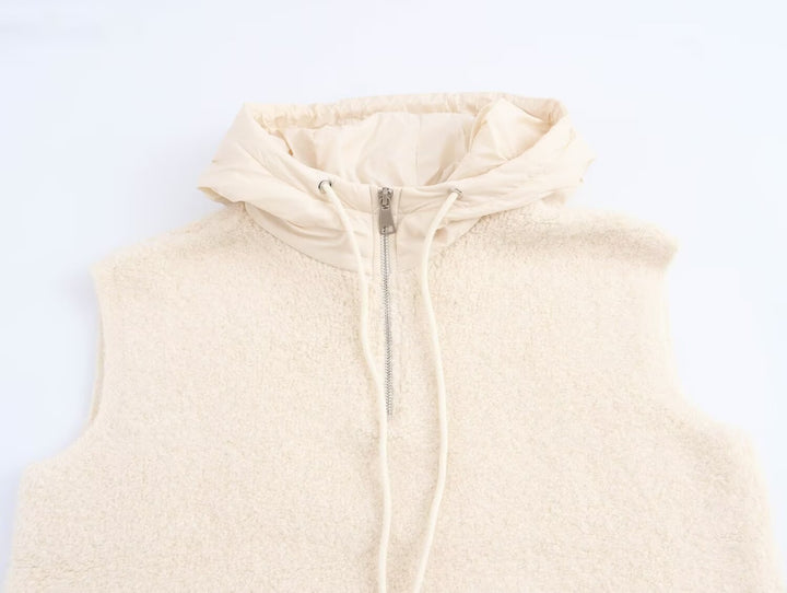 Casual Crop Zipper Hooded Knitted Vest