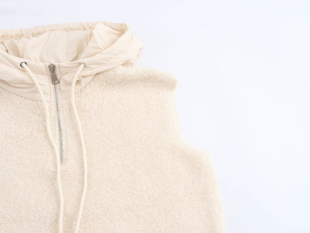 Casual Crop Zipper Hooded Knitted Vest