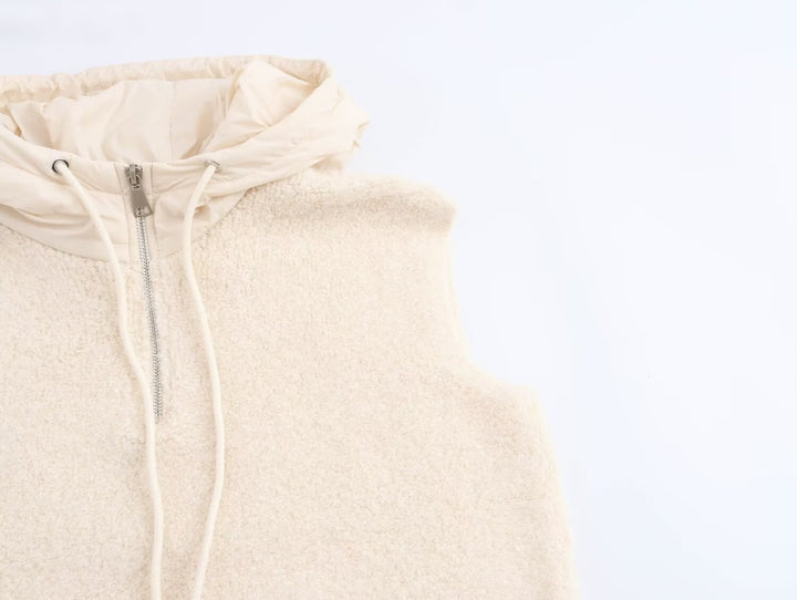 Casual Crop Zipper Hooded Knitted Vest
