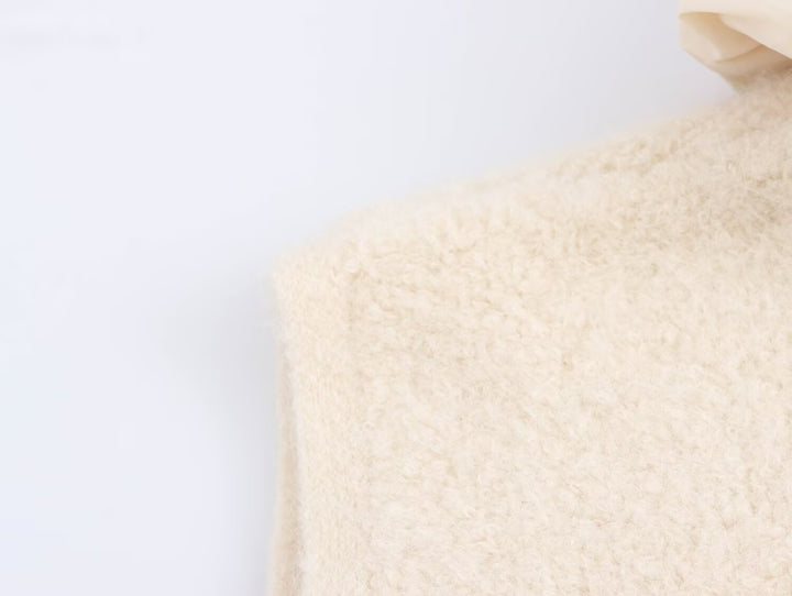 Casual Crop Zipper Hooded Knitted Vest