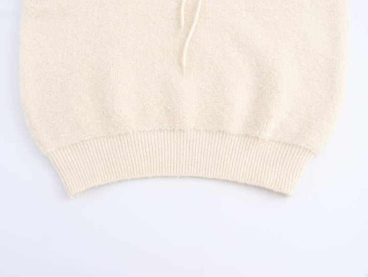 Casual Crop Zipper Hooded Knitted Vest