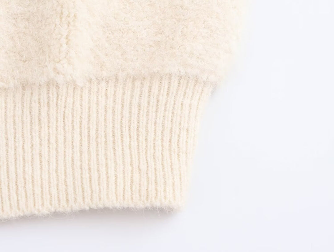 Casual Crop Zipper Hooded Knitted Vest