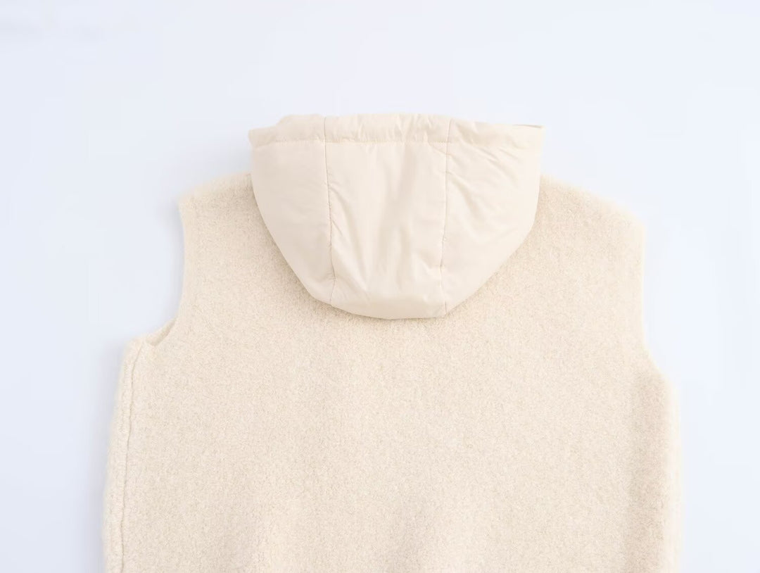 Casual Crop Zipper Hooded Knitted Vest