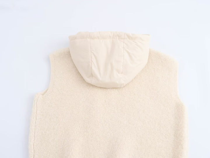 Casual Crop Zipper Hooded Knitted Vest