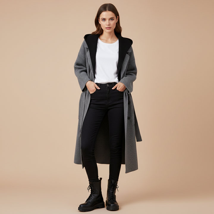 Hooded Two Piece Knitted Coat