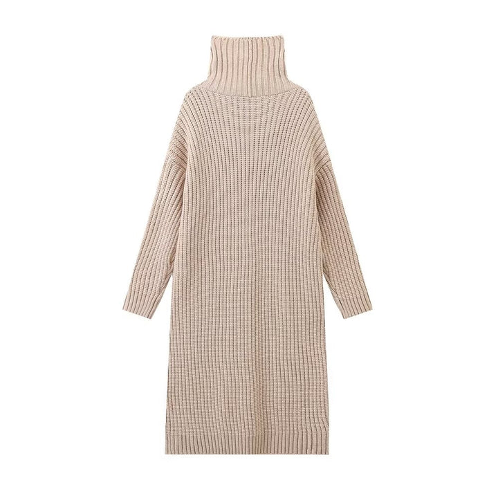 Long Knitted Button Down High Collar Cardigan