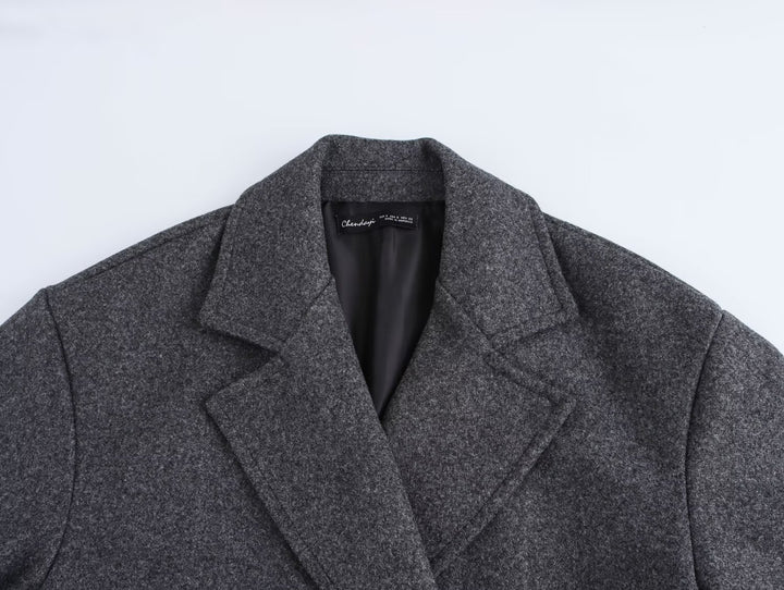 Oversized Vintage Striped Sleeve Cuffed Trench Coat