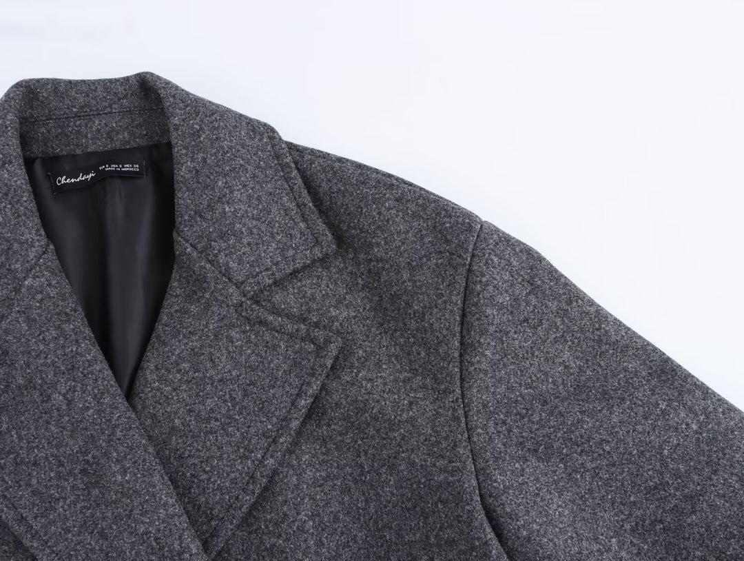 Oversized Vintage Striped Sleeve Cuffed Trench Coat