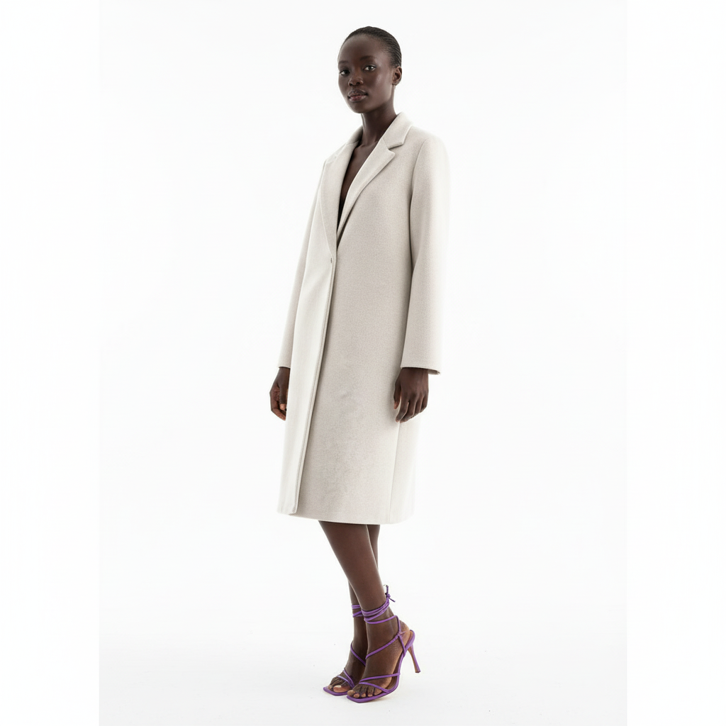 Elegant Ivory One Button Trench Coat