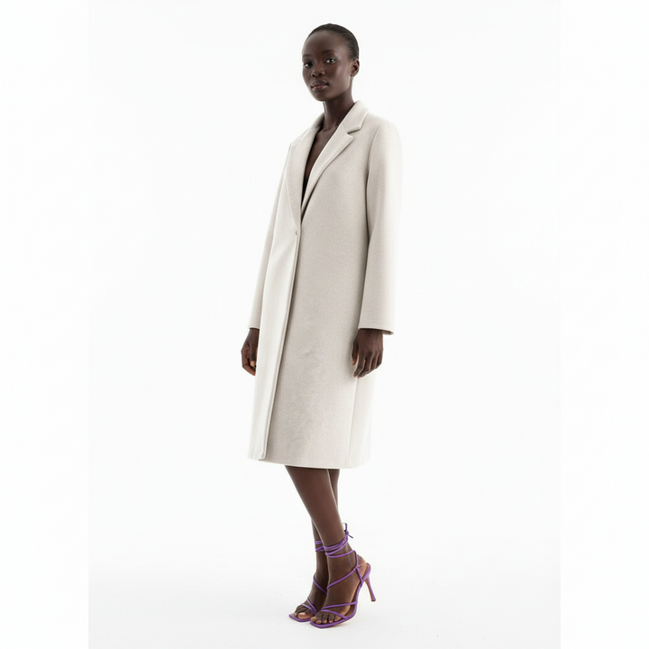 Elegant Ivory One Button Trench Coat