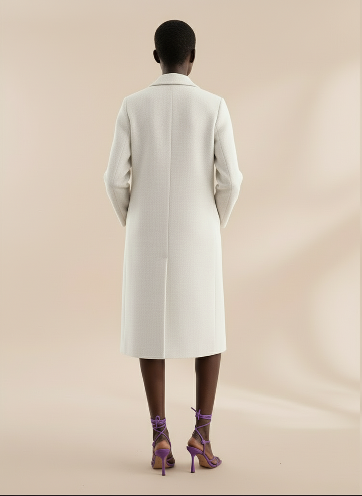 Elegant Ivory One Button Trench Coat