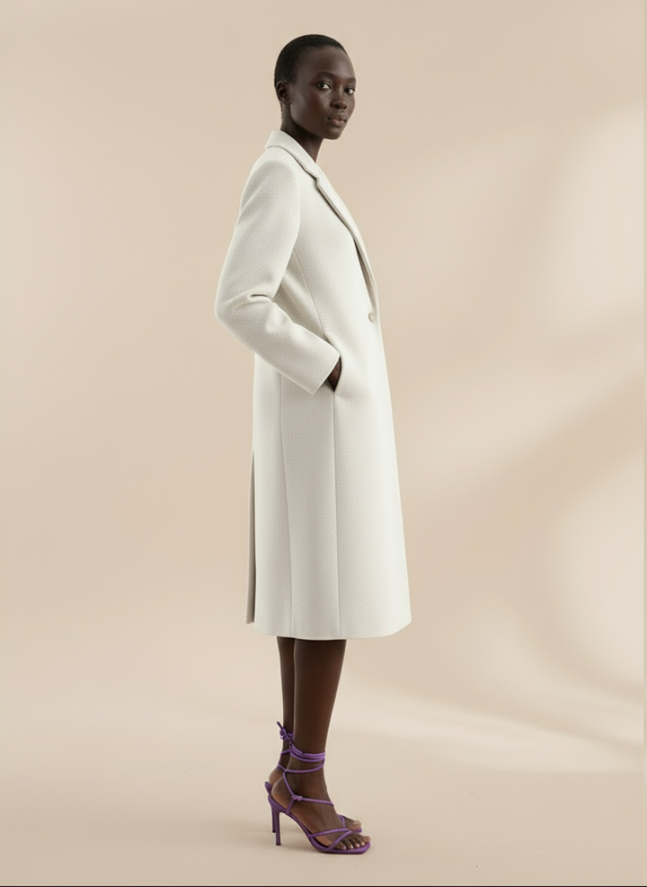 Elegant Ivory One Button Trench Coat