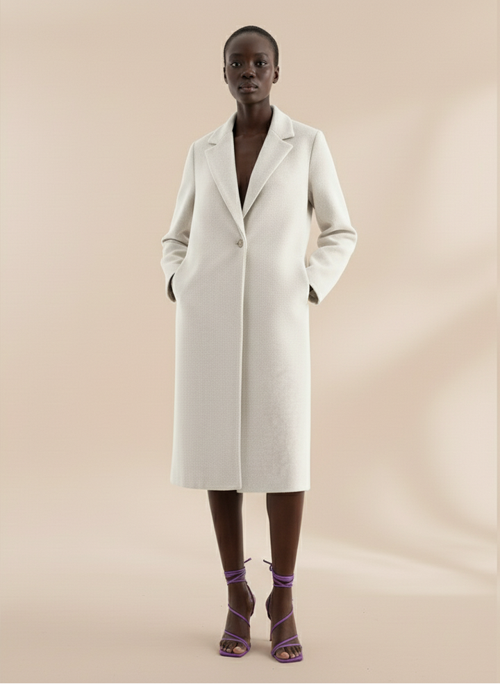 Elegant Ivory One Button Trench Coat