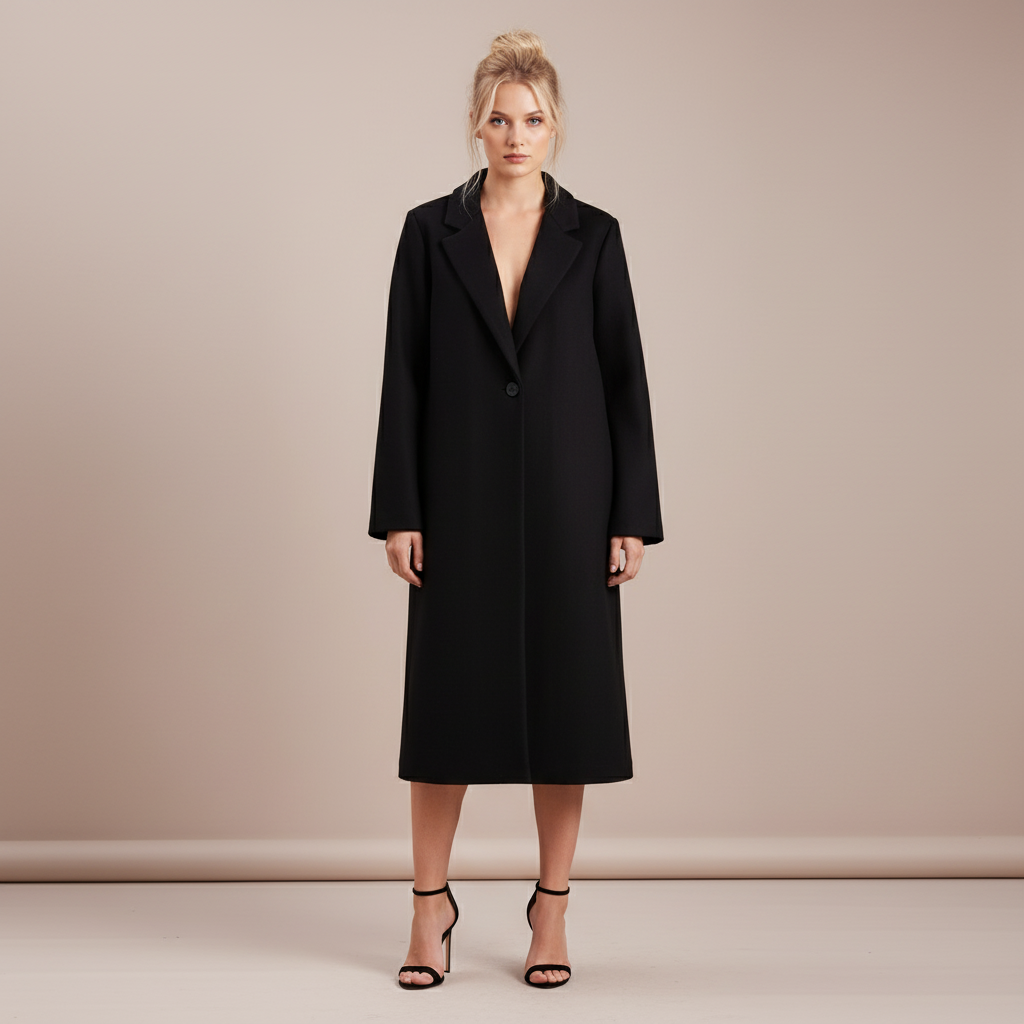 Elegant Ivory One Button Trench Coat