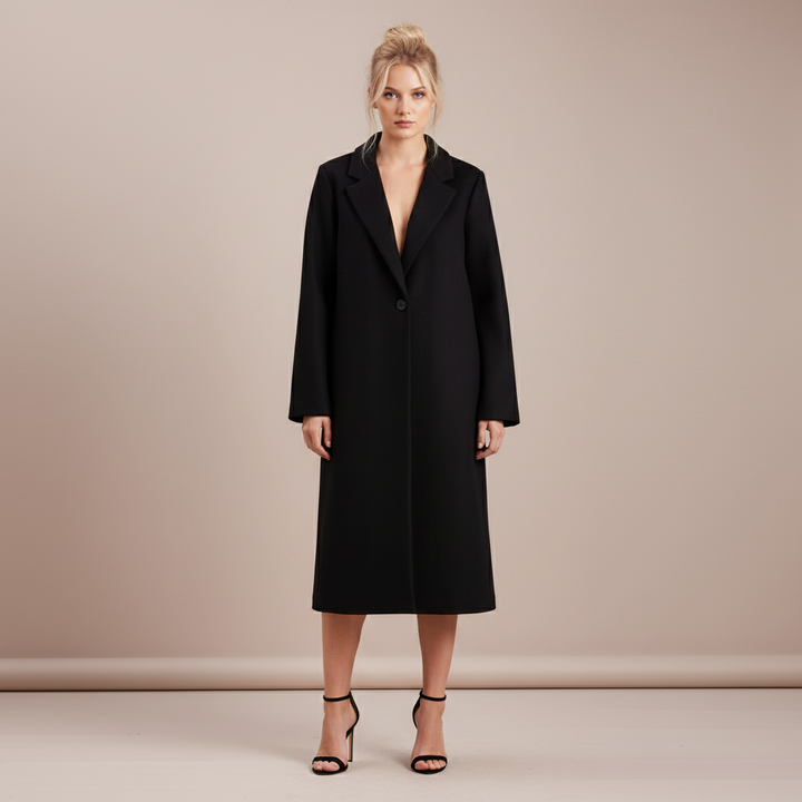 Elegant Ivory One Button Trench Coat