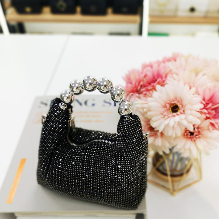 Rhinestone Metal Ball Handle Bag