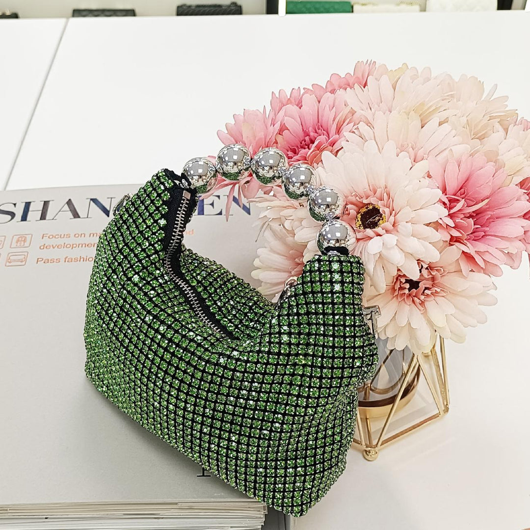 Rhinestone Metal Ball Handle Bag