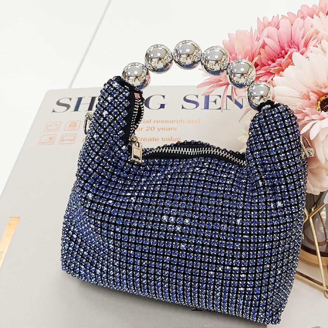 Rhinestone Metal Ball Handle Bag