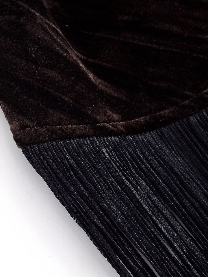 Velvet Tassel Midi Dress