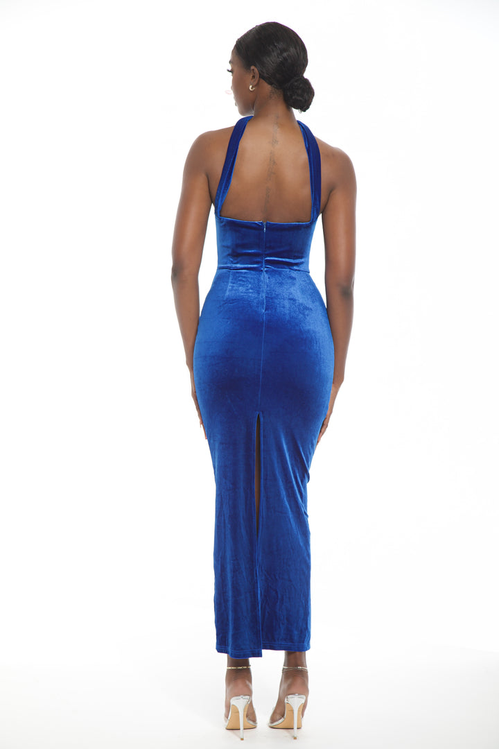 Blue Strapless Long Dress
