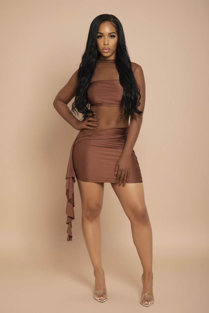 Sheer Mesh Dress With Gloves