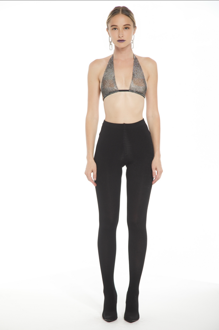 Mesh Rhinestone Halter Top