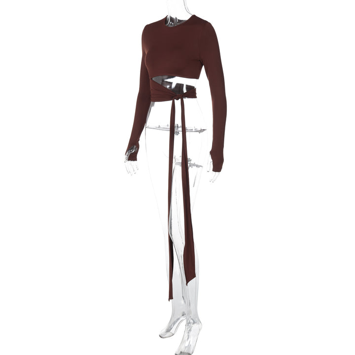 Long Sleeve Tie Waist Top