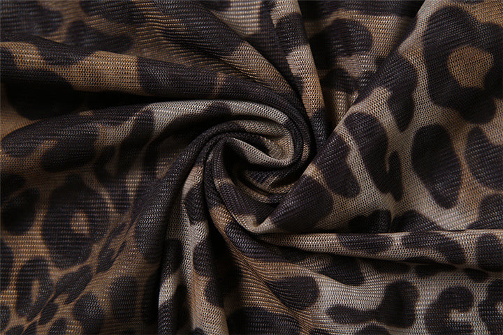 Leopard Print V Neck Sheer Mesh Camisole Sling