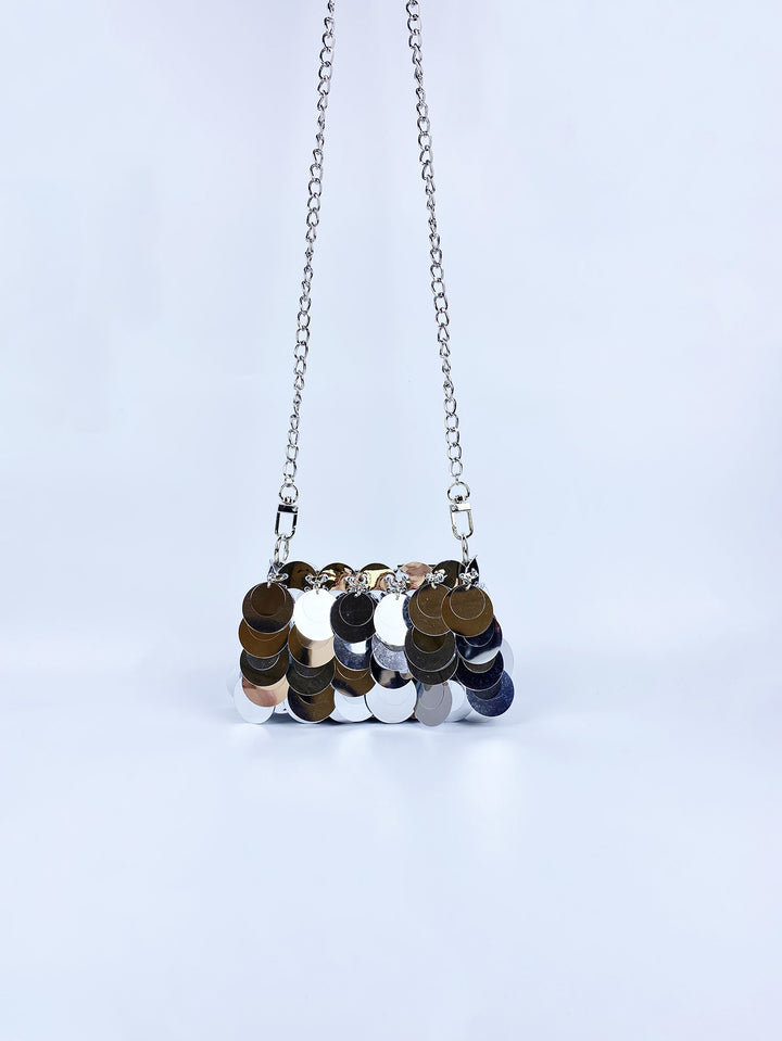 Multi Sized Sequined Chain Shoulder Bag