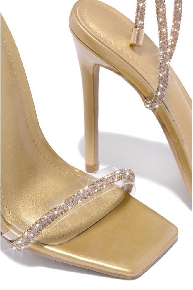 Lace-up Rhinestone Stiletto Heels