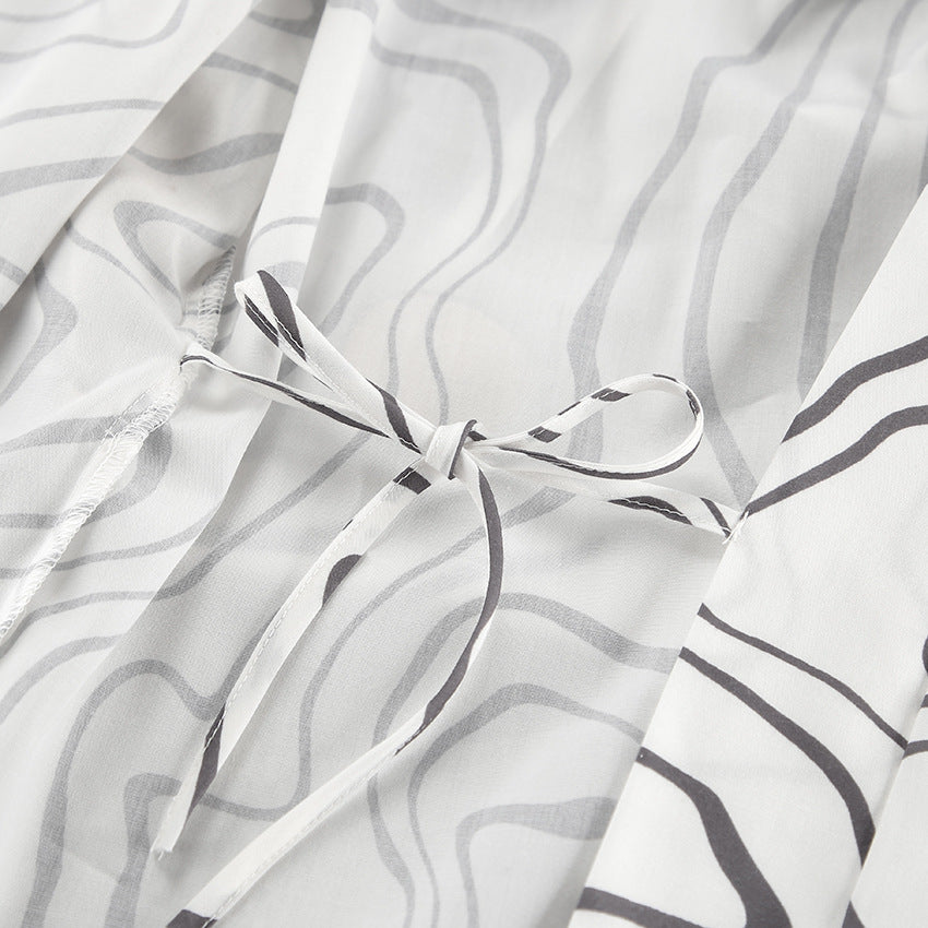 Printed Cardigan Long Sleeve Breathable Pajamas