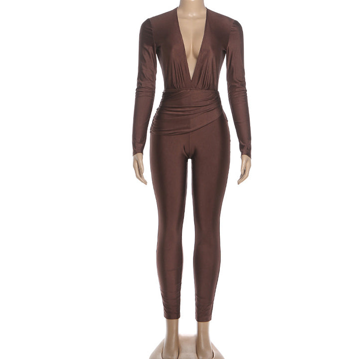 Backless Deep V Plunge Jumpsuit