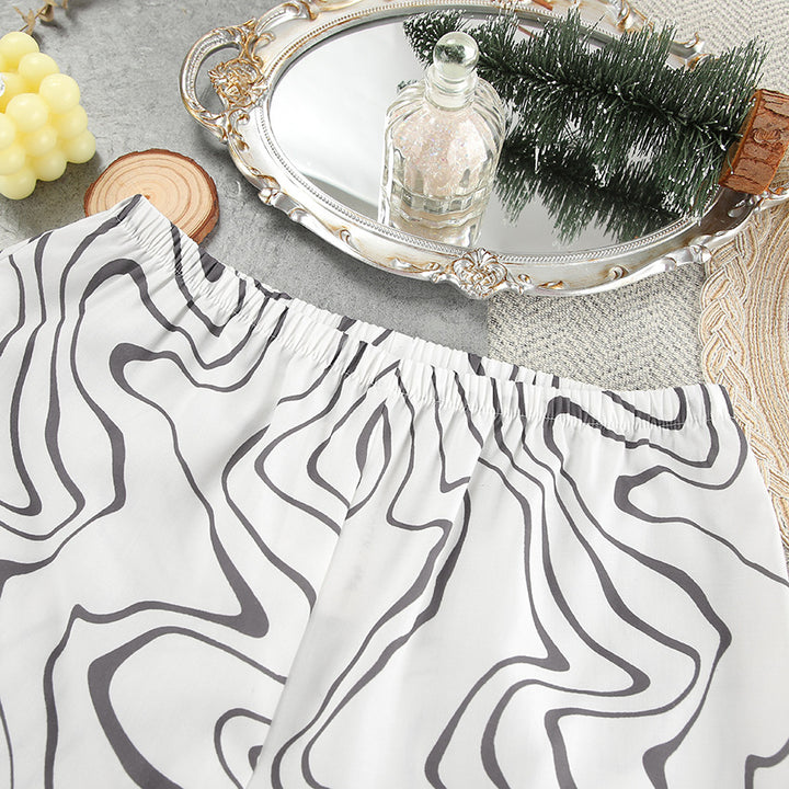 Printed Cardigan Long Sleeve Breathable Pajamas