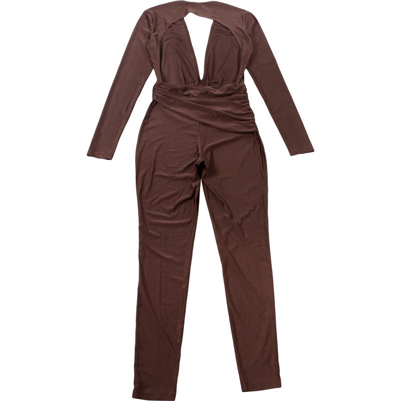 Backless Deep V Plunge Jumpsuit
