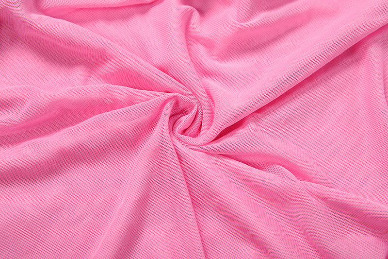 Halter Backless Pleated Mesh Dress