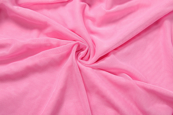 Halter Backless Pleated Mesh Dress