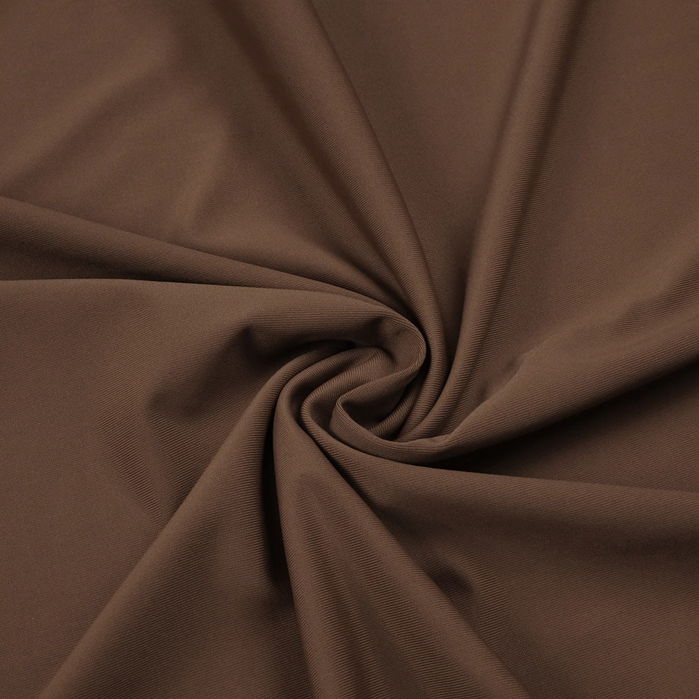 Brown Twisted Pleated Deep V Plunge Dress