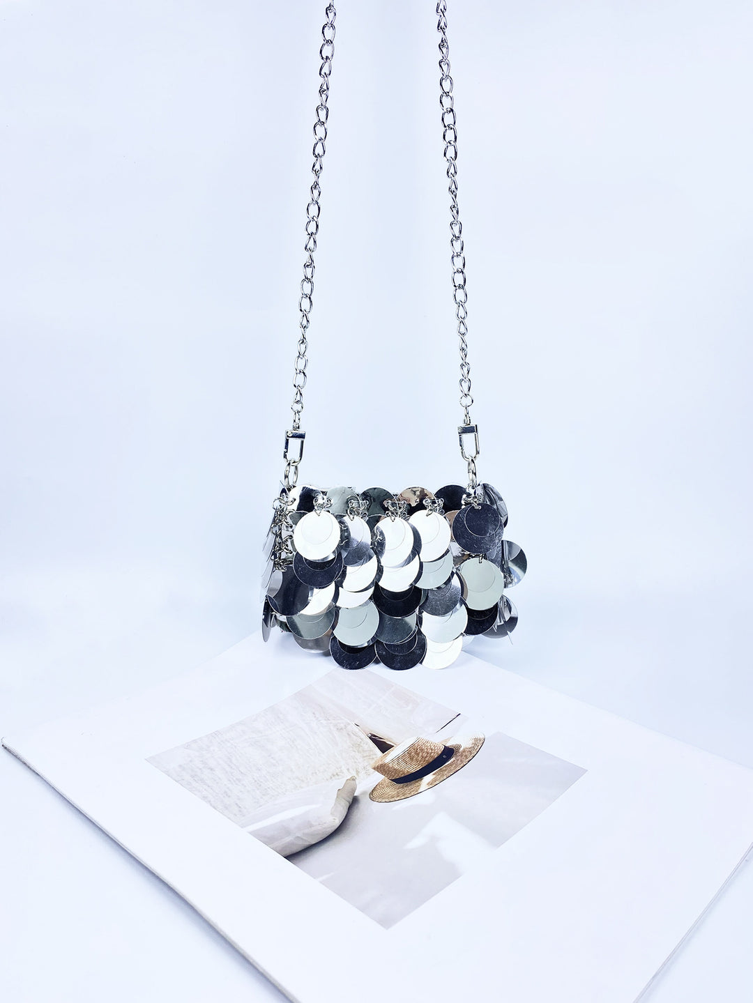 Multi Sized Sequined Chain Shoulder Bag