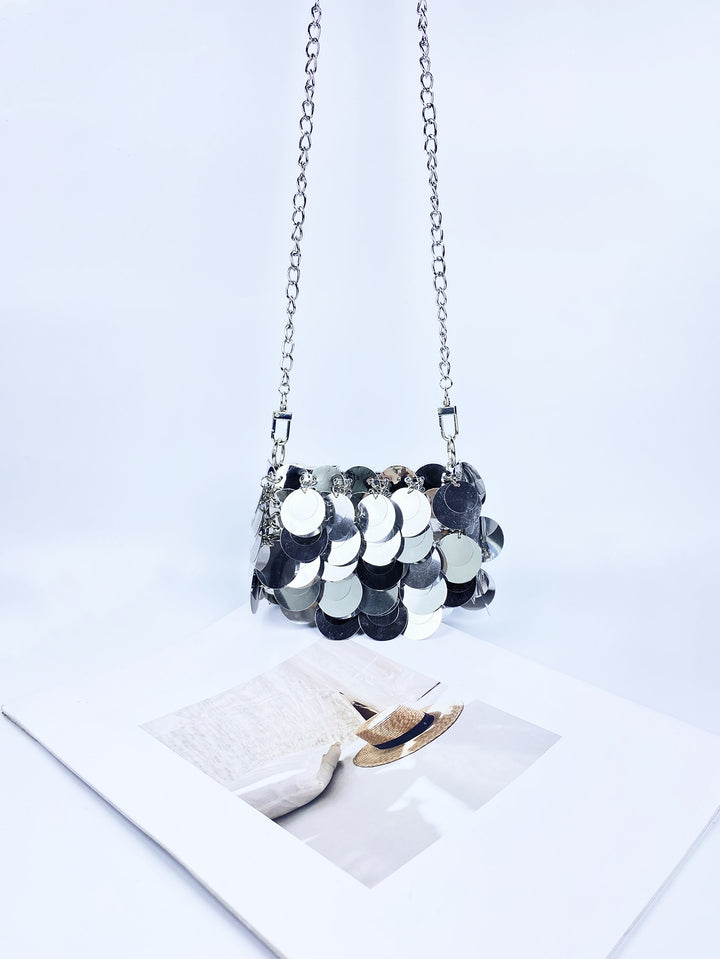 Multi Sized Sequined Chain Shoulder Bag