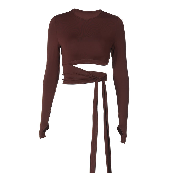 Long Sleeve Tie Waist Top