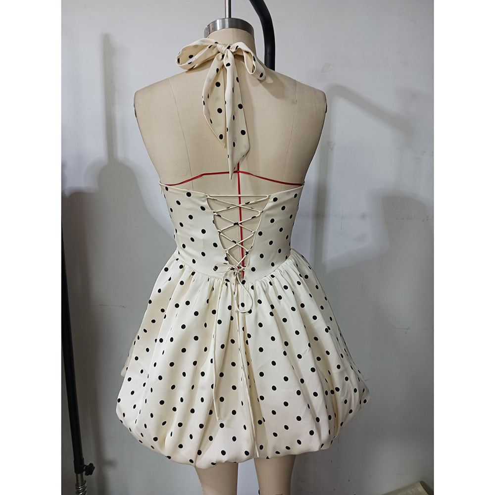 French Polka Dot Puff Dress