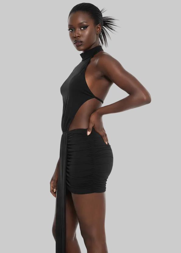 High Neck Sleeveless Mini Dress