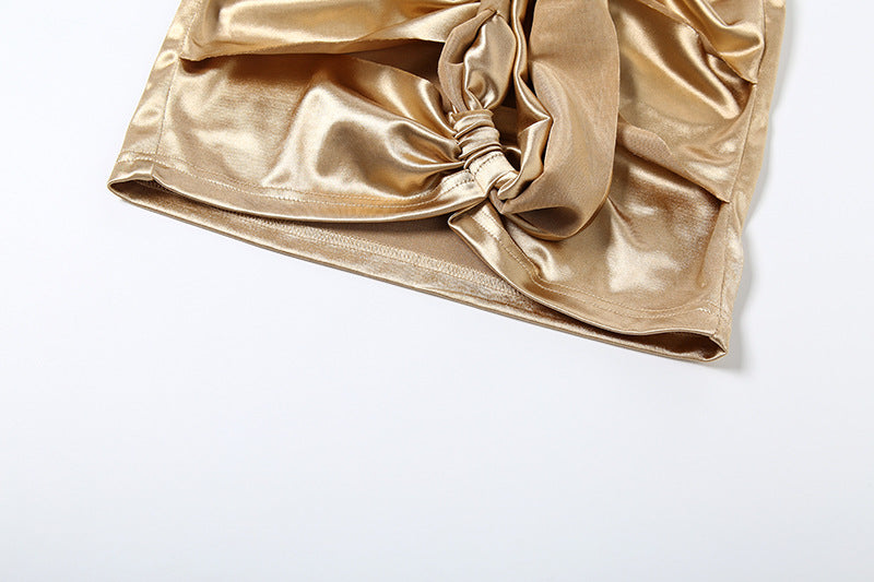 Backless Pleated Strapless Dress