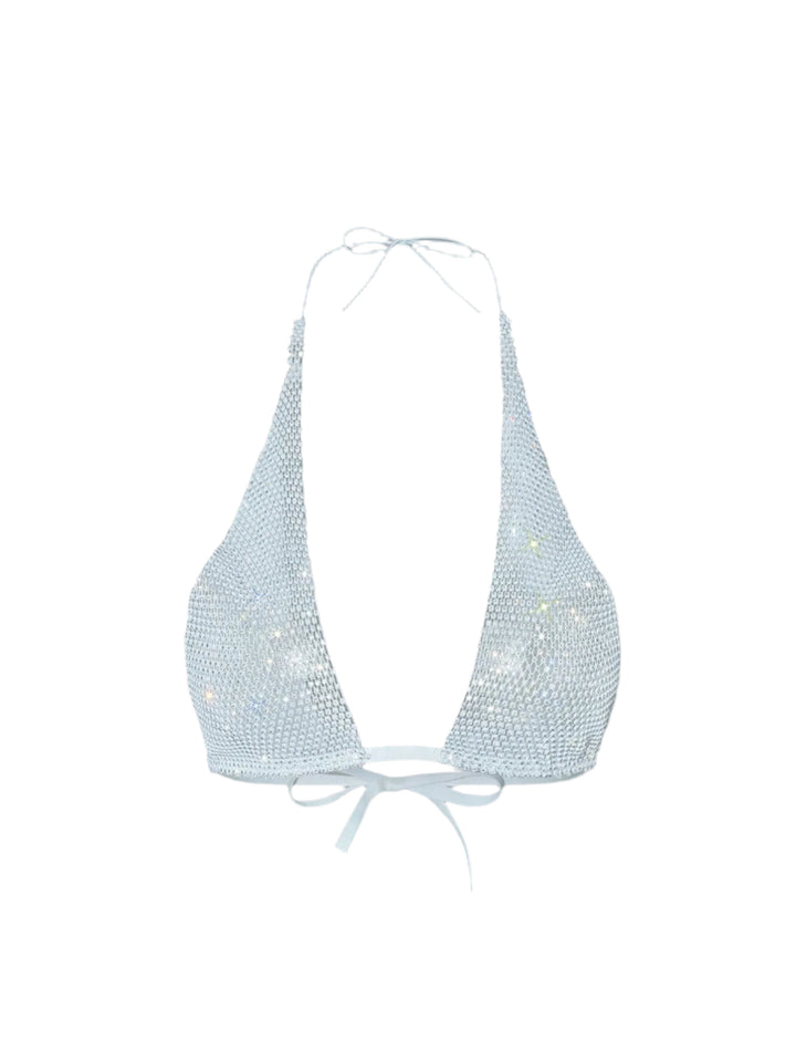 Mesh Rhinestone Halter Top