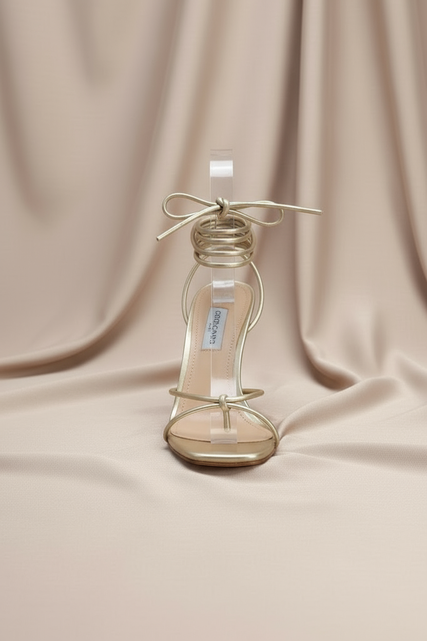 Square Toe Wrap Around Interlocked Heels