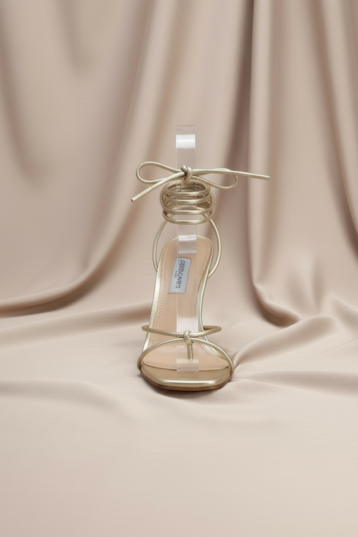 Square Toe Wrap Around Interlocked Heels