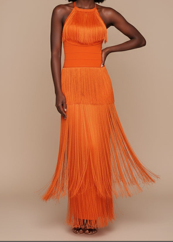 Tassel Halter Maxi Dress