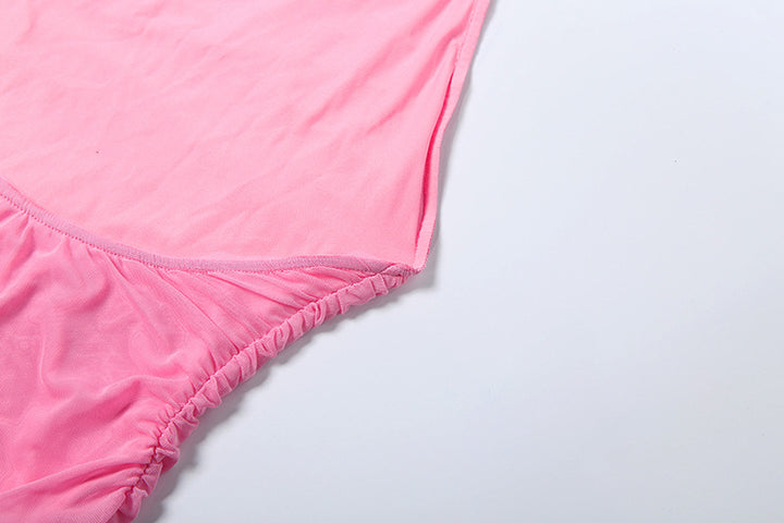 Halter Backless Pleated Mesh Dress