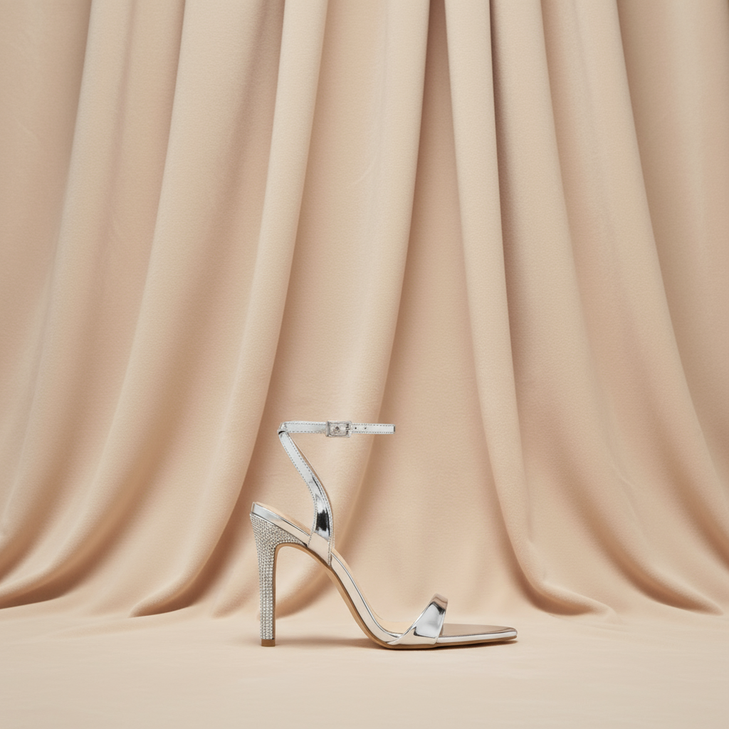 Buckle Rhinestone Stiletto Peep Toe Heels